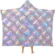 [Ausinbed] Pearly 3D Texture Wearable Cloak Hooded Blanket Fleece Hooded Robe Cloak Arctic Velvet Warm Throw Quilt Poncho Soft Nap Blanket Novelty Blanket Air Conditioning Blanket,60"x80"