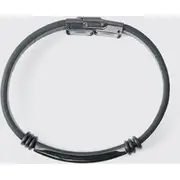 Mens Black Formal Clasp Bracelet With Metal Tab