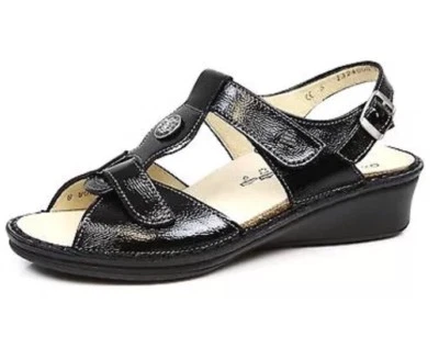 Finn Comfort Adana Women's Black Leather Sandal Z3352 Size 7.5 W