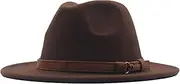 [Miceer] Floppy Classic Belt Buckle Womens Wool Hat Fedora Panama Wide Hat Baseball Caps White Baseball Cap Kids (Coffee, One Size)