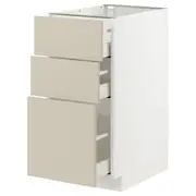 METOD / MAXIMERA base cabinet with 3 drawers, white/Havstorp beige, 40x60x80 cm
