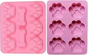2 Pack Value Set Dog Homemade Treat Mold, Puppy Dog Paw and One Dog Paw with Bone Shaped, Reusable Silicone Molds, Easy to clean, Suitable for Microwave Oven and Refrigerator