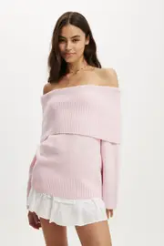 [Cotton On Women] Cotton On Women - Luxe Off Shoulder Pullover - Deep coral XL DEEP CORAL