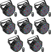 LED Par Lights DJ Stage Light Corded RGB 36 LED with Sound Activated 8 Packs