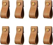 8 PCS Leather Drawer Pulls, Handmade Leather Soft Knob for Dresser Drawers Cabinet Leather Pulls Upgrade The Look of Furniture, Perfect Replacement of Metal Soft Drawer Cabinet (Brown)