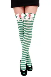 Carnival Cosplay Stockings Overknee Knee Stockings Striped Stockings Green White