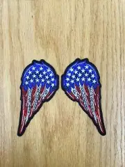 American Flag Split Angel Wings Patch, Ladies Back Patches