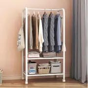 Portable Closet Wardrobe Freestanding Clothing Garment Rack with 2 Shelf ＆Wheels