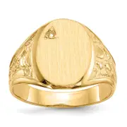 14K Yellow Gold 15.0X11.0mm Open Back Diamond Men'S Signet Ring Mounting