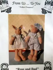 Country Bunny Rabbit stuffed animal dolls Rose & Bud boy girl twins 13" pattern