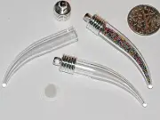 1 Glass XL FANG TOOTH Vampire goth rice vial pendant charm findings bottle XLG