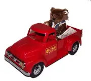 New TONKA Steiff Delivery Man Bear and DeSalle Red Pickup Truck Art