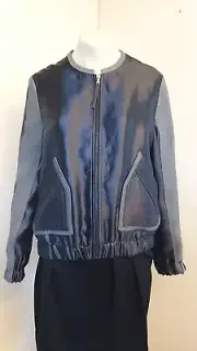 Grey Metallic Bomber Jacket from Next Zipped Front Fully Lined - Size 14 - NEW!!