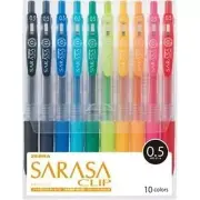 NEW Zebra Sarasa Clip Gel Ink Ballpoint Pen 0.5mm 10 Colors JJ15-10CA 5 Sets