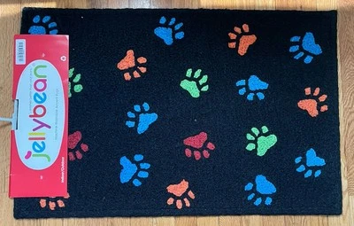 Jellybean Machine Washable Accent Rug 20"x30" Paw Prints Dogs Cats Pets