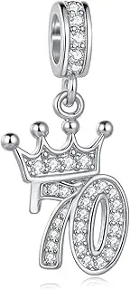 [NARTGO] 12-70th Birthday Crown Charm Compatible with Pandora Charms Bracelets Necklace for Birthday Mother's Day Christmas Jewelry Gifts for Women