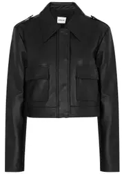 Aexae Cropped Leather Jacket - Black - S (UK8-10 / S) S (UK8-10 / S)