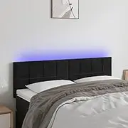 Bed Headboard LED, Beds Head Frame LED Headboard Black 144 cm Velvet
