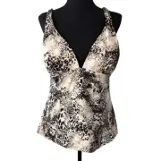 LIZ CLAIBORNE Swim Top Women’s 16 Tankini Snake Print Ladder Racerback