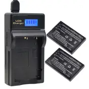 2x Battery +LCD Charger for Fuji NP-60 Klic-5000 / Casio NP-30 / Olympus Li-20B