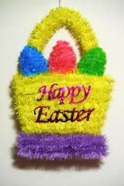 EASTER BASKET W/ EGGS DOOR/ WALL HANGER COLORFUL EASTER BASKET