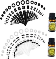 [JDXN] 102 Pieces Acrylic Ear Stretching Kit Aftercare Jojoba Oil Tapers Plugs Silicone Tunnels Gauges Expander 14G-00G Jewelry 50 Pieces Set Body Piercing Jewelry For Women men