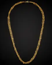 14K Italian Gold 6-Strand Cube Station Necklace
