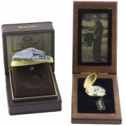 Richard Petty Pocket Watch Accutron Quartz Gold Tone Wood Gift Box