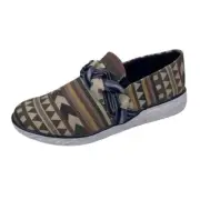 Muk Luks Beige Geometric Boardwalk Stroll Slip-On Loafer Memory Foam Size 8.5
