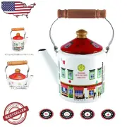 Fuji Enamel Induction Kettle 2.0L - Stylish Red Design for Modern Kitchens