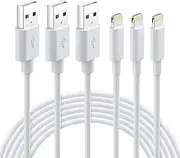 Quntis iPhone Charger Cable, 3 Pack 2M iPhone iPad Charger Cord, Mfi Certified Lightning Cable, Compatible with iPhone 14 13 12 11 Xs Max XR X 8 7 6s Plus, iPad mini Air, iPod, Airpods - White