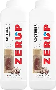 Zerup Zero Sugar Root Beer / Sarsparilla Flavoured Syrup 2 x 1L Bottles, Sugar Free Syrup, Root Beer / Sarsparilla Flavour Drink Mix, Low Calorie Flavourings for Milk Shakes, Cocktails, Teas, Gluten Free, Keto Friendly, Halal