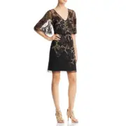 Aidan Mattox Women's Black Beaded Embellished Cocktail Dress Size 2