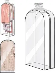 [Generic] 2 Pack Clear Garment Bags for Hanging Clothes 10" Gusseted Suit Closet Storage Cover Shirts, 40" Coats, Dresses,50" Dress Protectors Suits, 60" Gowns Long Fur Coat Storage Covers (32 inch)