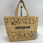 BRAND楓月 CHRISTIAN DIOR 拉菲草刺繡BOOKTOTE 小型 迪奧 托特包 精品包 草包