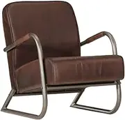 Real Leather Sofa Chair for Living Room Reading, Bedroom Gaming Spaces Furniture, Comfy Brown Recliner