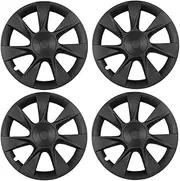 19 Inch Wheel Caps 4PCS Wheel Cover Replacement Wheel Hub Cap Full Rim Cover Accessories Compatible for Tesla Model Y 2018-2024(A Matte Black)
