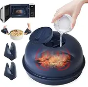 OPIUTA Foldable Silicone Microwave Splatter Cover with Water Steamer, 10"" Microwave Food Splash Dish Cover Lid For Food with Water Storage Box, 2 Insulated Gloves as Gift, SC2001