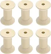 uxcell 6Pcs Wooden Bobbins, 1.18" x 1.89"(WxH) Unfinished Wooden Spools Wire Weaving Bobbins Empty Thread Spools for Crafts DIY Art Embroidery Sewing Thread Twine, Beige