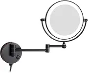GURUN Wall Mounted Led Lighted Makeup Mirror Oil Rubbed Bronze with 7X Magnification, 8-Inch Two-Sided Swivel, Plug Powered M1805Do(8In,7X)