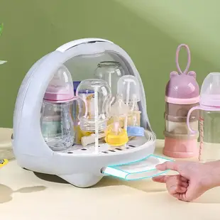 嬰兒奶瓶收納箱瀝水晾乾架帶蓋防塵便攜式儲置物放餐具用品奶粉盒