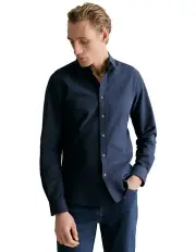 [Trenery] Tailored Fit Cotton Tr Oxford Shirt in Navy