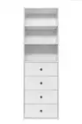 NNEDSZ GENEVA 3 SHELF 4 DRAWER BUILT IN WARDROBE - WHITE - HAMPTON - ROUND BLACK
