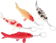 [JOINPAYA] 4pcs Koi Fish Keychain Fish Key Ring Funny Goldfish Keychain Bag Pendant Backpack Keychain GiftsBag Accessory Purse Charm 12 CM