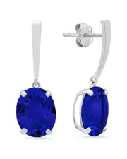 MaxColor 14K 5.40 ct. tw. Lab-Grown Blue Sapphire Drop Earrings