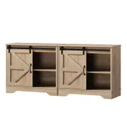 Oikiture 2x Buffet Sideboard Storage Cabinet Sliding Door Natural