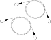 uxcell 5/32" Dia Vinyl Coated Stainless Steel Cable with Loops, 2 Pcs 4 ft (47") Flexible Wire Rope Security Chain Lanyard Lock for Outdoor Stage Lighting Luggage Lock, Clear