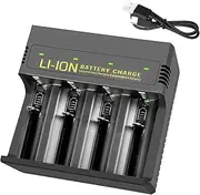 Battery Charger For C D AA AAA (Ni-Mh or Ni-Cd) and 9V Battery Lithium-ion Lcd Rechargeable Usb Fast Charging with Discharge Function Lcd Rechargeable Upgraded Independent Slot (Black)