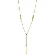 14k Yellow Gold Bar Drop Adjustable Necklace, 18"