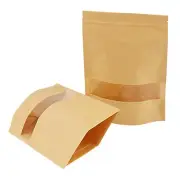 150 PCS Stand Up Pouch Kraft Paper Bag With Window & Resealable Zip Lock